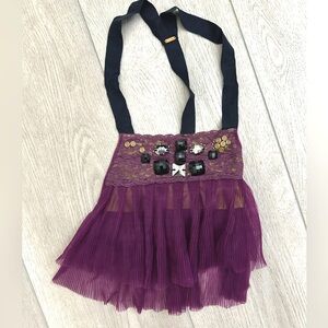 Free People - Jeweled Bib Harness Top - Purple Tulle Apron w/ Embellishments OS
